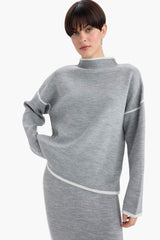 Oversize Wide Pattern Half Turtleneck Knitwear Sweater