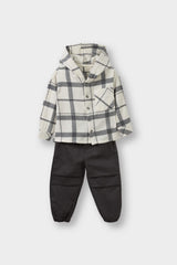 Baby Boy 2-Piece Set: Plaid Twill Hooded Shirt and Pants