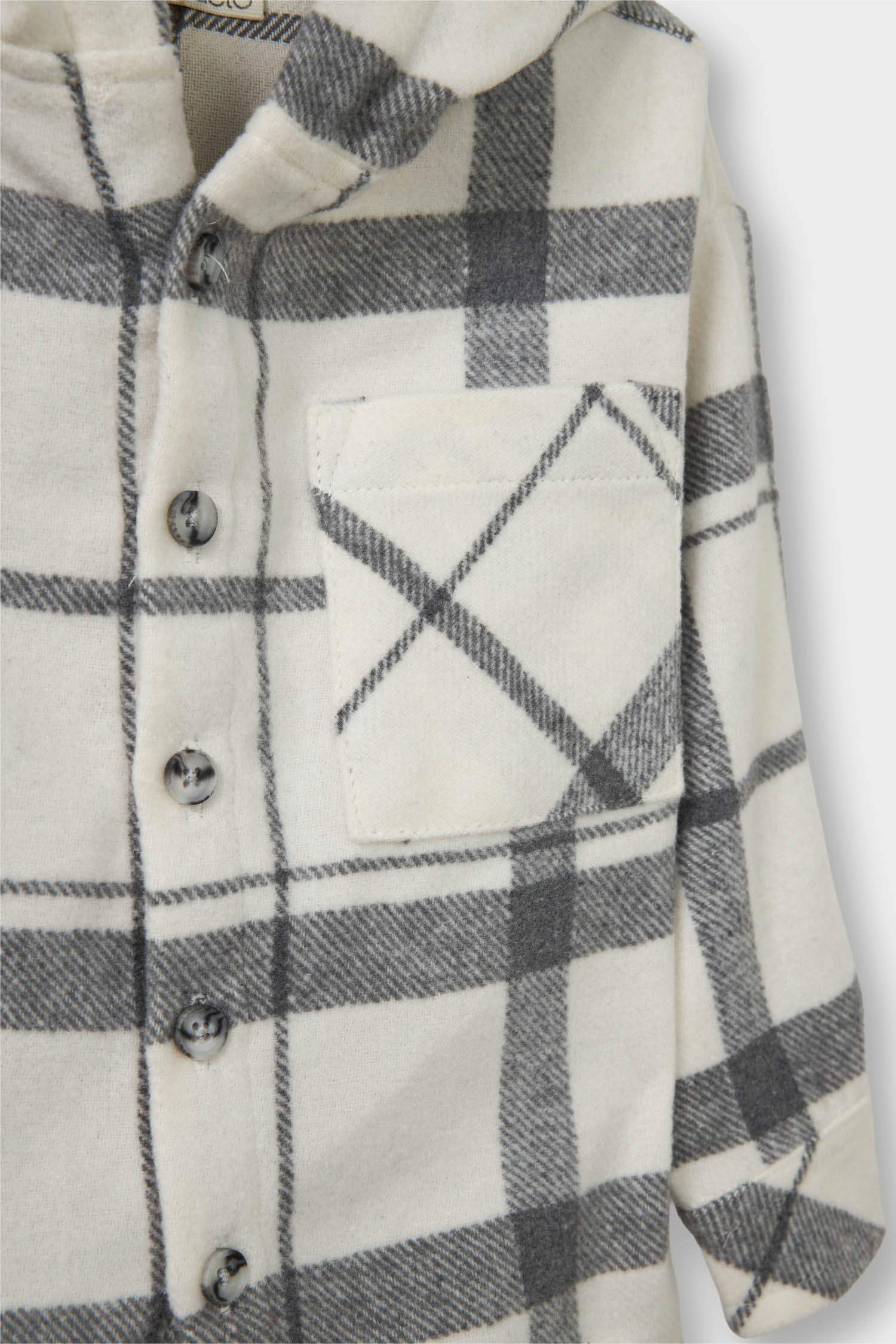 Baby Boy 2-Piece Set: Plaid Twill Hooded Shirt and Pants