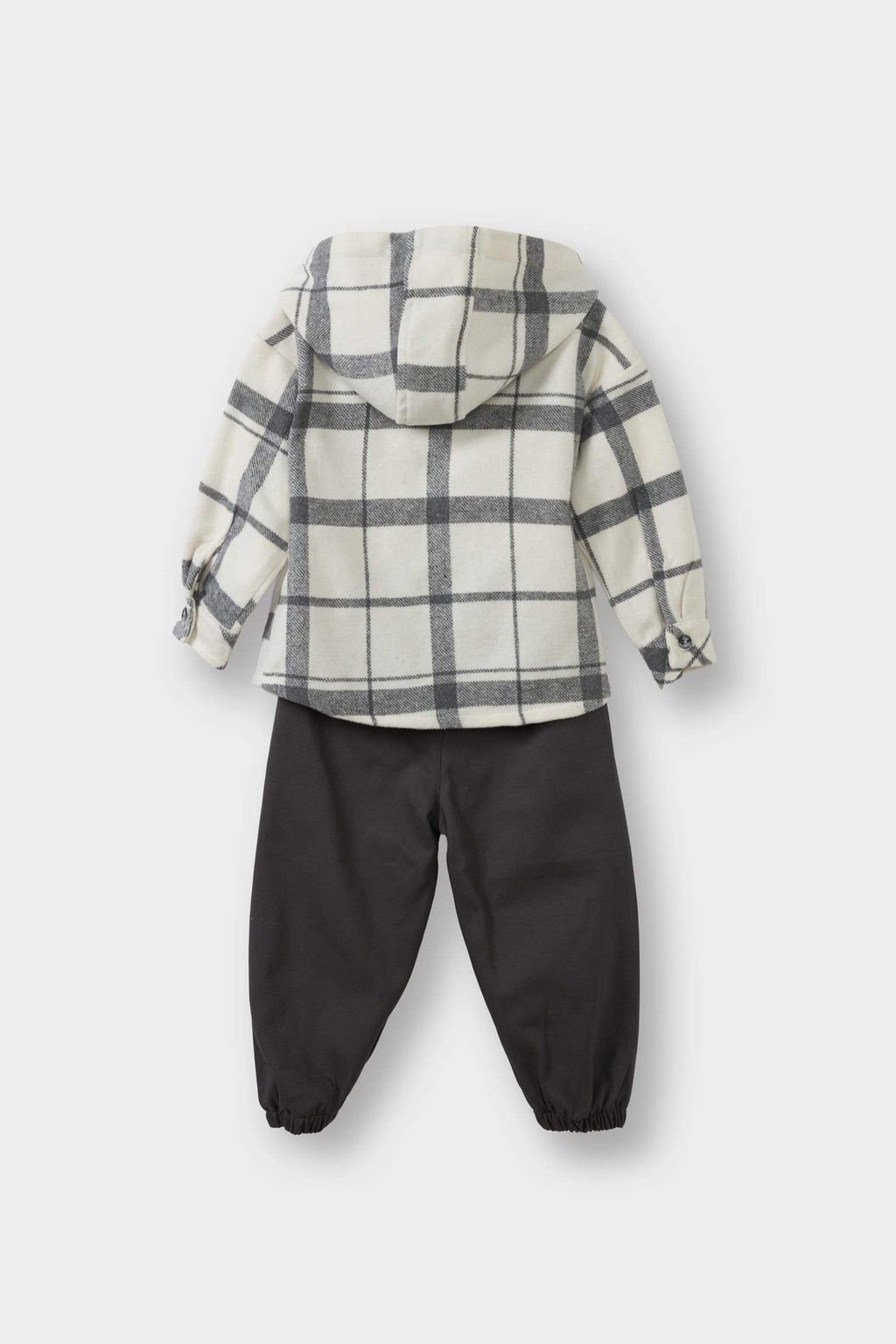 Baby Boy 2-Piece Set: Plaid Twill Hooded Shirt and Pants