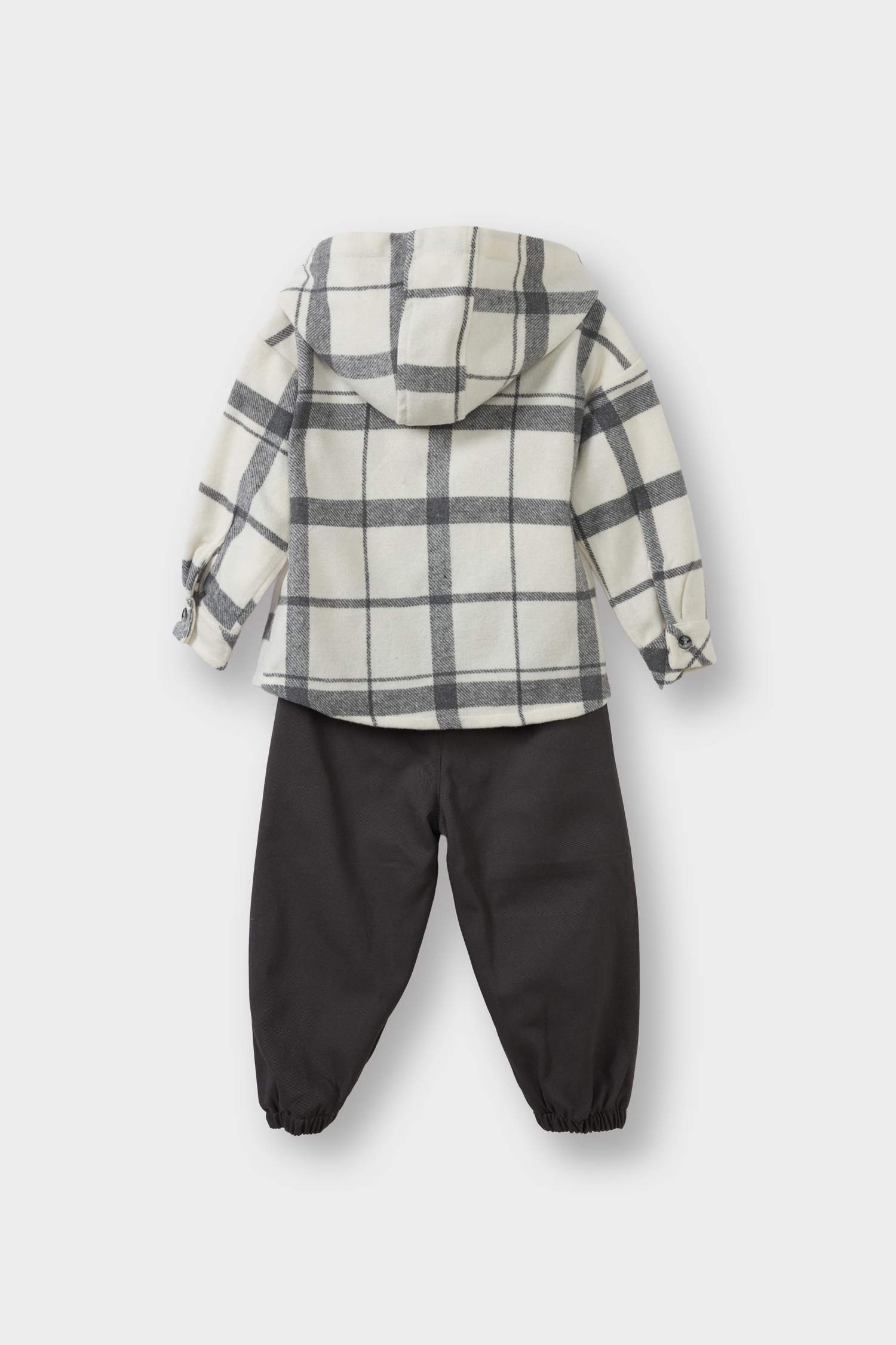 Baby Boy 2-Piece Set: Plaid Twill Hooded Shirt and Pants
