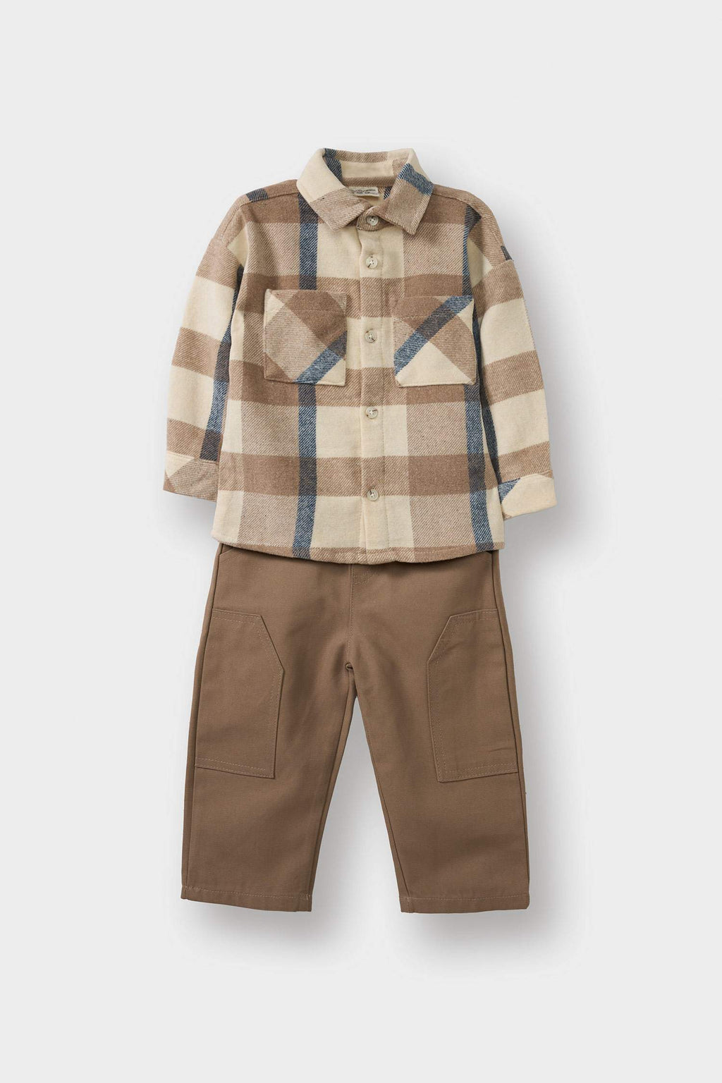 Baby Boy 2-Piece Set: Plaid Flannel Shirt and Pants