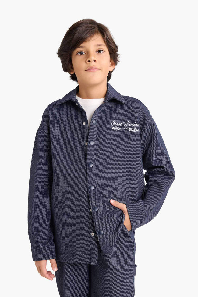 Boys Embroidered Long-Sleeved Shirt Hover Image