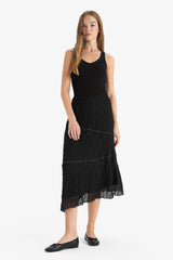 A-Line Regular Waist Lace Midi Skirt