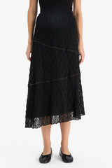 A-Line Regular Waist Lace Midi Skirt
