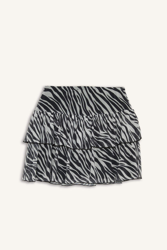 Zebra Pattern Regular Waist Tulle Mini Skirt Main Image