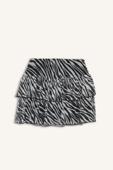 Zebra Pattern Regular Waist Tulle Mini Skirt