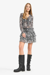 Zebra Pattern Regular Waist Tulle Mini Skirt