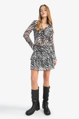 Zebra Pattern Regular Waist Tulle Mini Skirt