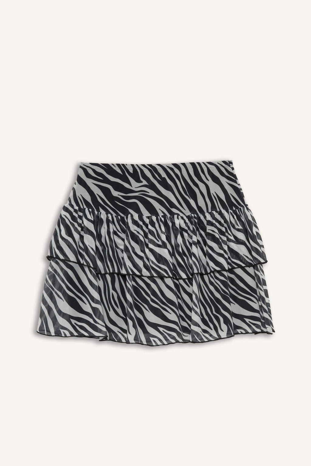 Zebra Pattern Regular Waist Tulle Mini Skirt