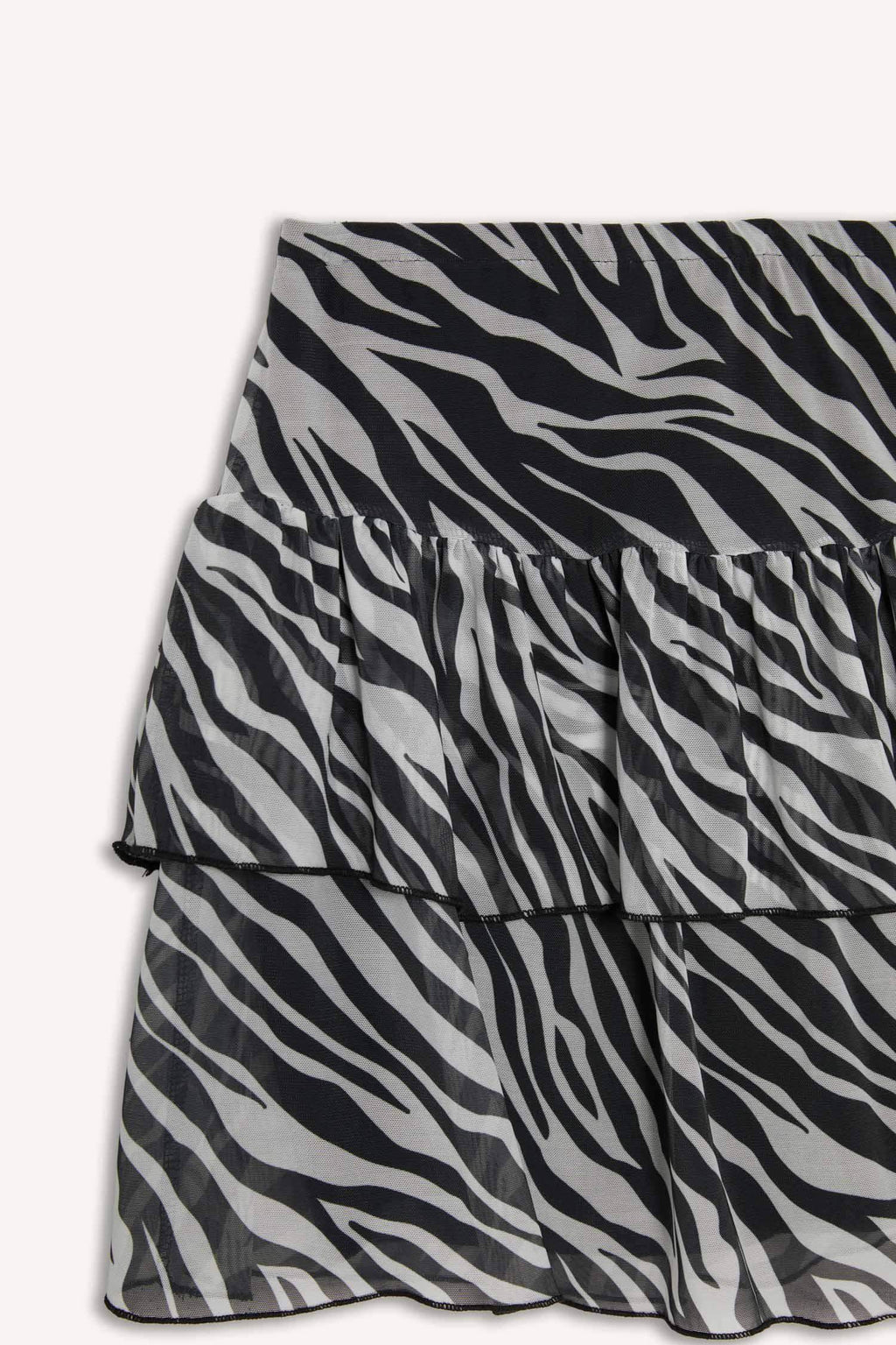 Zebra Pattern Regular Waist Tulle Mini Skirt