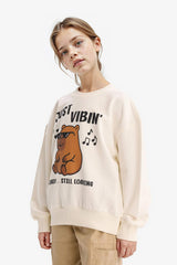 Girls Relax Fit Crew Neck Printed Sweatshirt