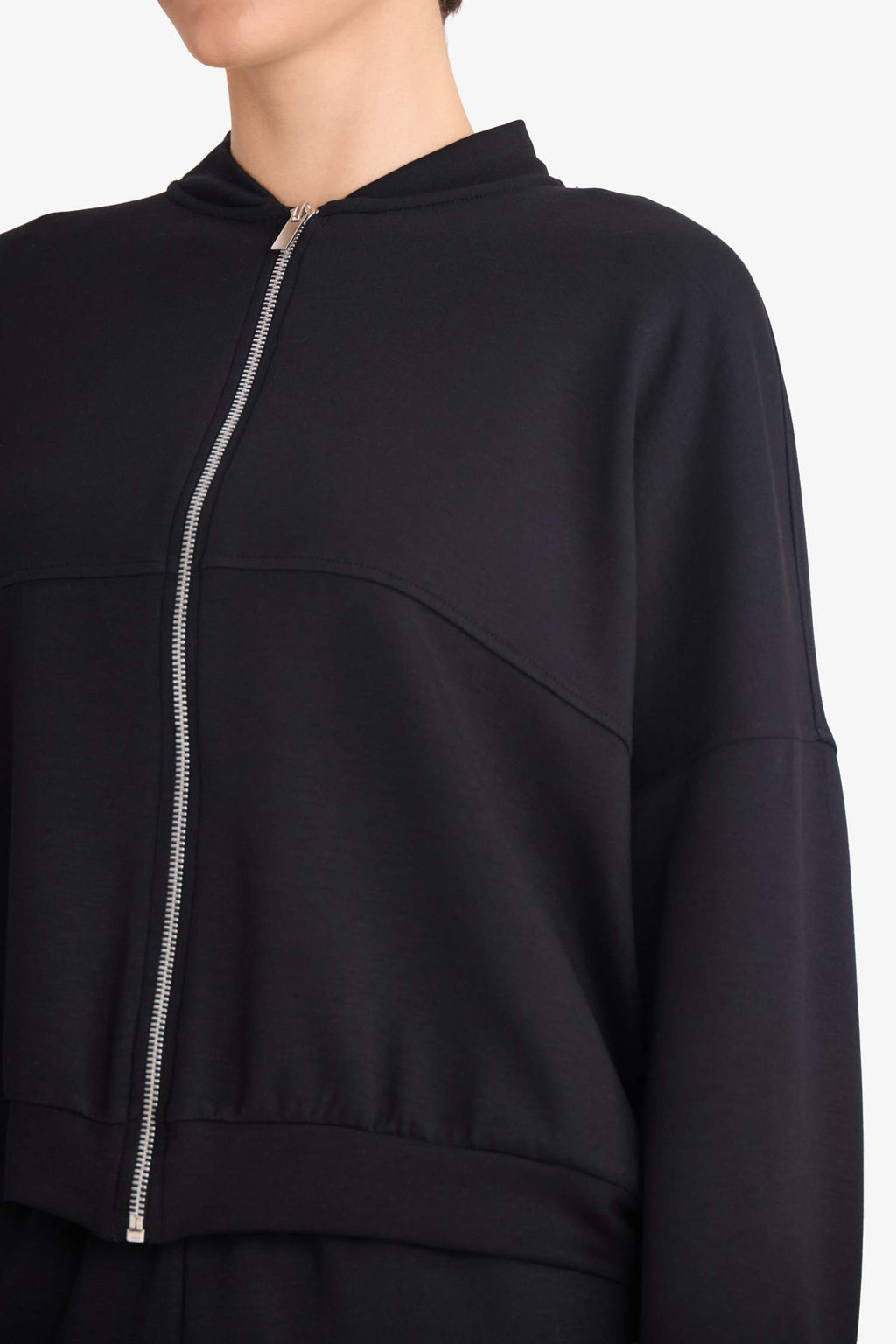 College Collar Basic Plain Zip-Up Bomber Cardigan