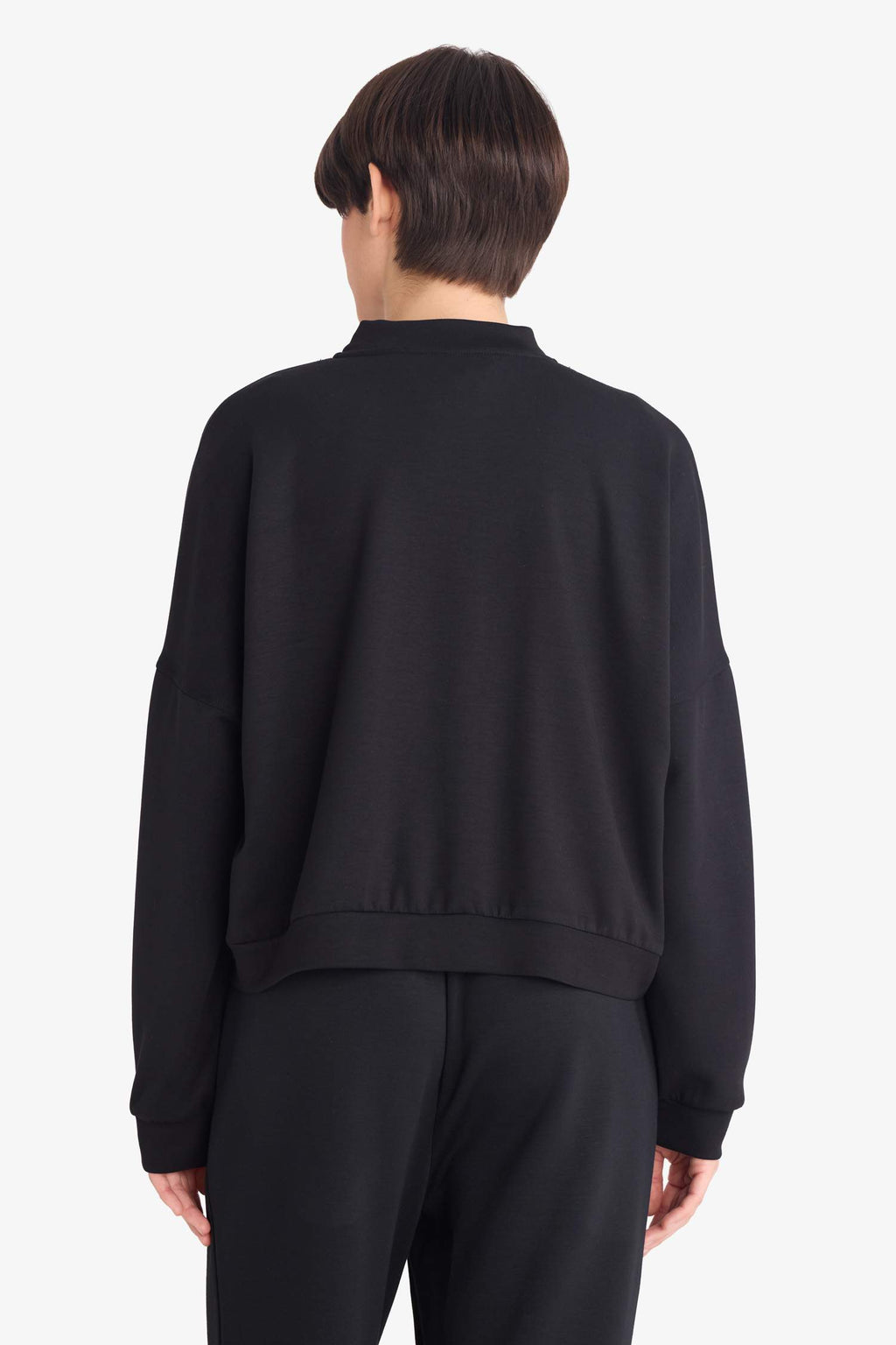 College Collar Basic Plain Zip-Up Bomber Cardigan