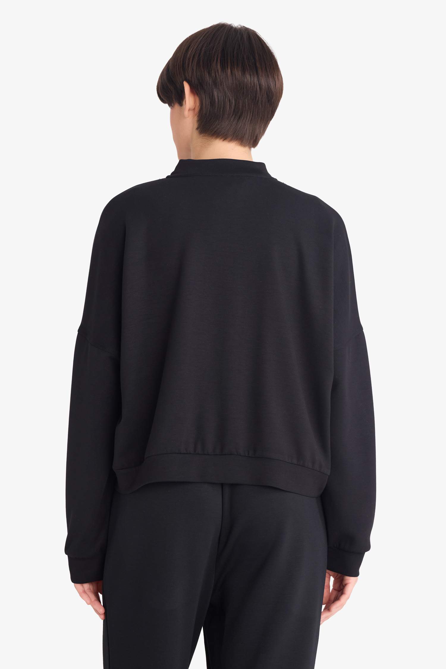 College Collar Basic Plain Zip-Up Bomber Cardigan