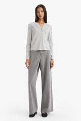 Slim Fit, Narrow Cut, Button-Down Collar, Ribbed Long-Sleeve T-Shirt