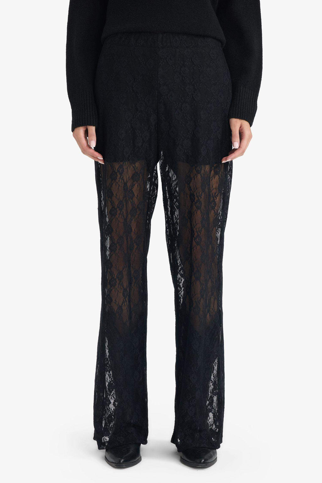 Wide Leg Normal Waist Standard Length Lace Trousers