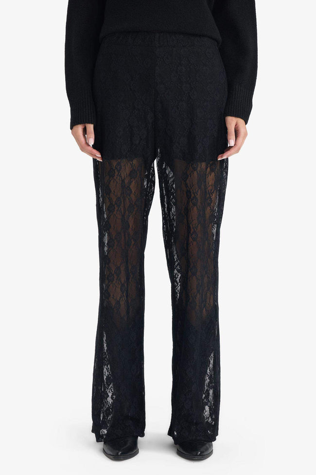 Wide Leg Normal Waist Standard Length Lace Trousers Main Image