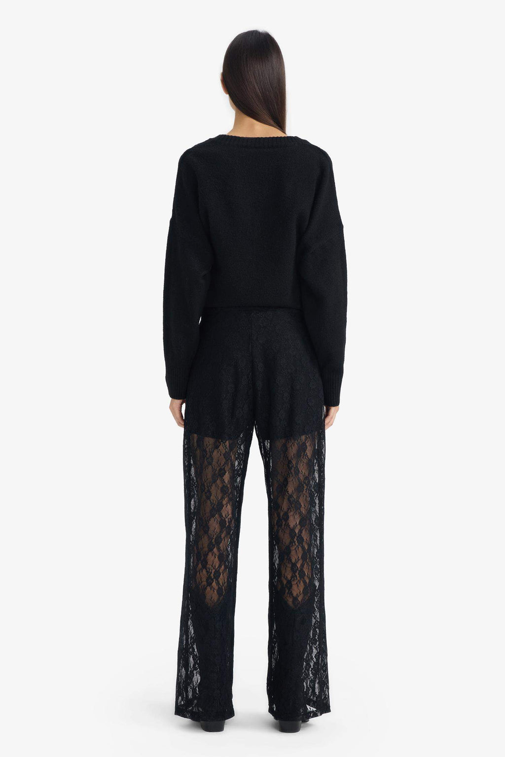 Wide Leg Normal Waist Standard Length Lace Trousers