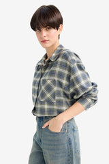 Overshirt Fit Plaid Flannel Long-Sleeve Shirt