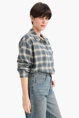 Overshirt Fit Plaid Flannel Long-Sleeve Shirt
