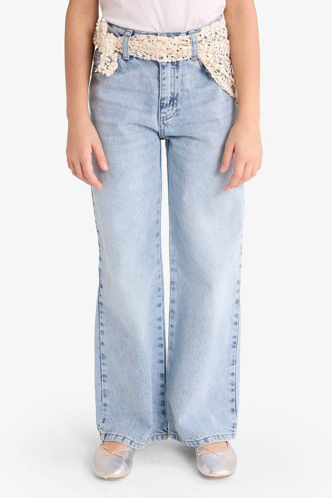 Girls Straight Fit Wide Leg Jeans Main Image