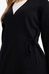 Regular Fit V-Neck Knitted Cardigan with Tie Detail