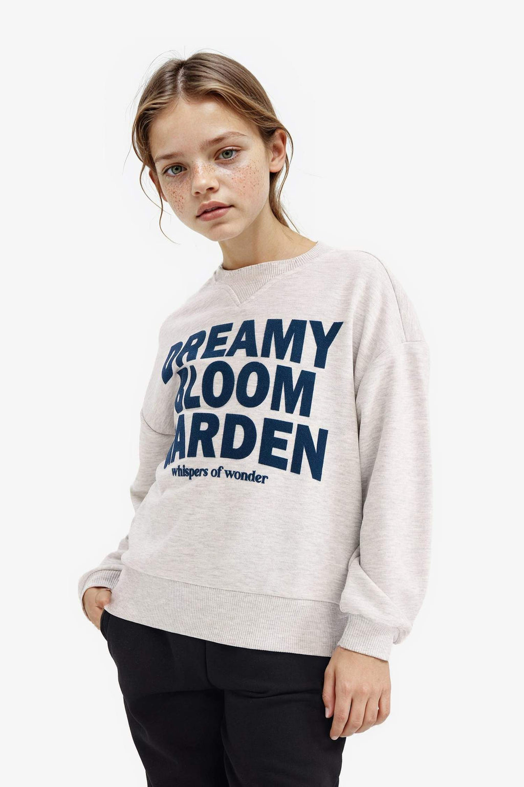 Girls Relax Fit Crew Neck Printed Sweatshirt