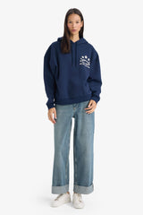 Oversize Wide Fit Hooded Sweatshirt with Back Print