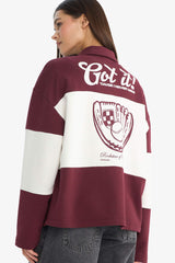 Regular Fit Polo Collar Sweatshirt with Back Print