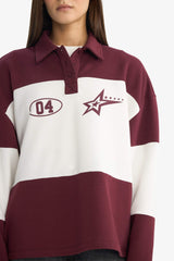 Regular Fit Polo Collar Sweatshirt with Back Print