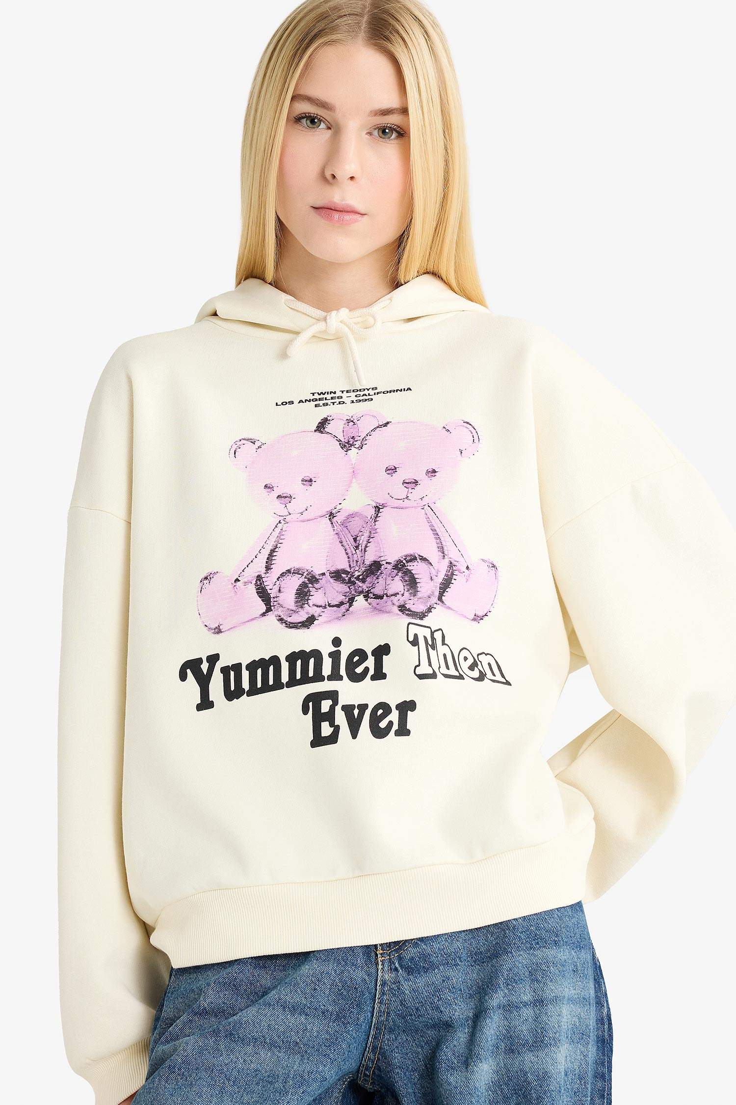 Oversize Wide Fit Hooded Printed KSweatshirt