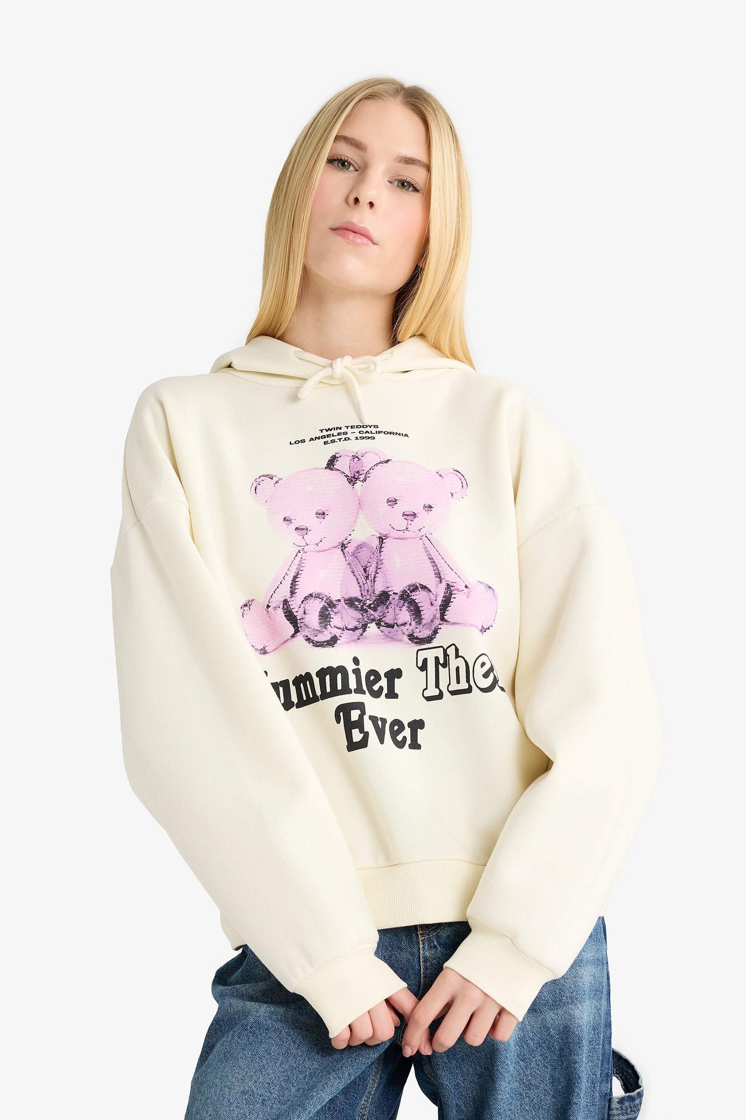 Oversize Wide Fit Hooded Printed KSweatshirt