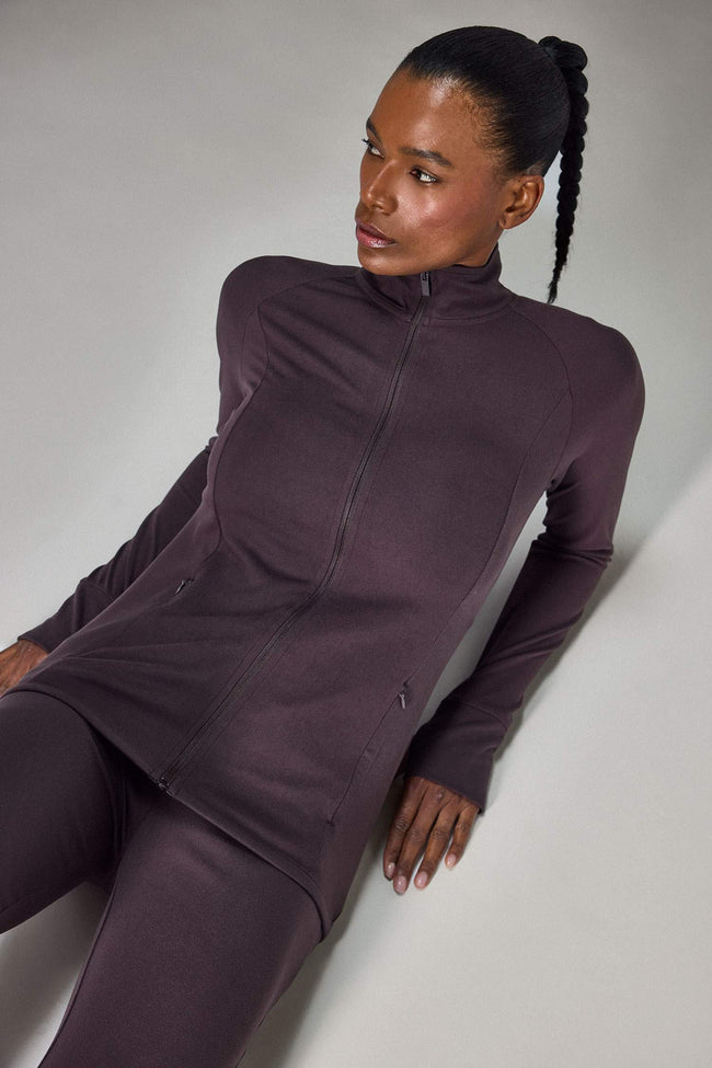 Slim Fit, Narrow Cut, High Collar, Soft Fleece Lined Cardigan Hover Image