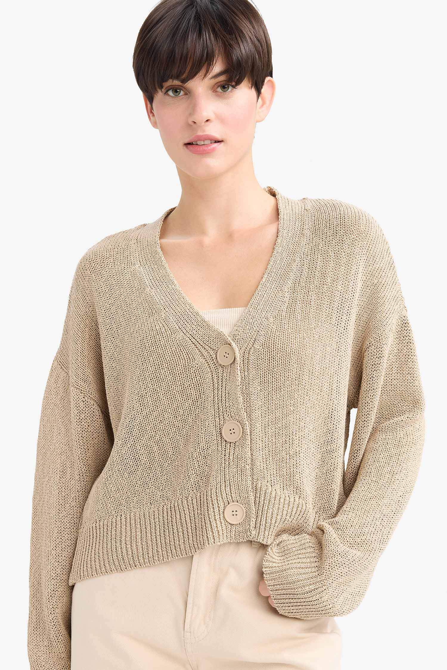 Relax Fit V-Neck Buttoned Knit Cardigan