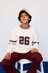 Boys Crew Neck Printed Sweatshirt with Soft Fleece Lining