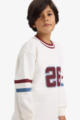 Boys Crew Neck Printed Sweatshirt with Soft Fleece Lining