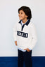 Boys Oversize Loose Fit Polo Collar Printed Fabric Sweatshirt