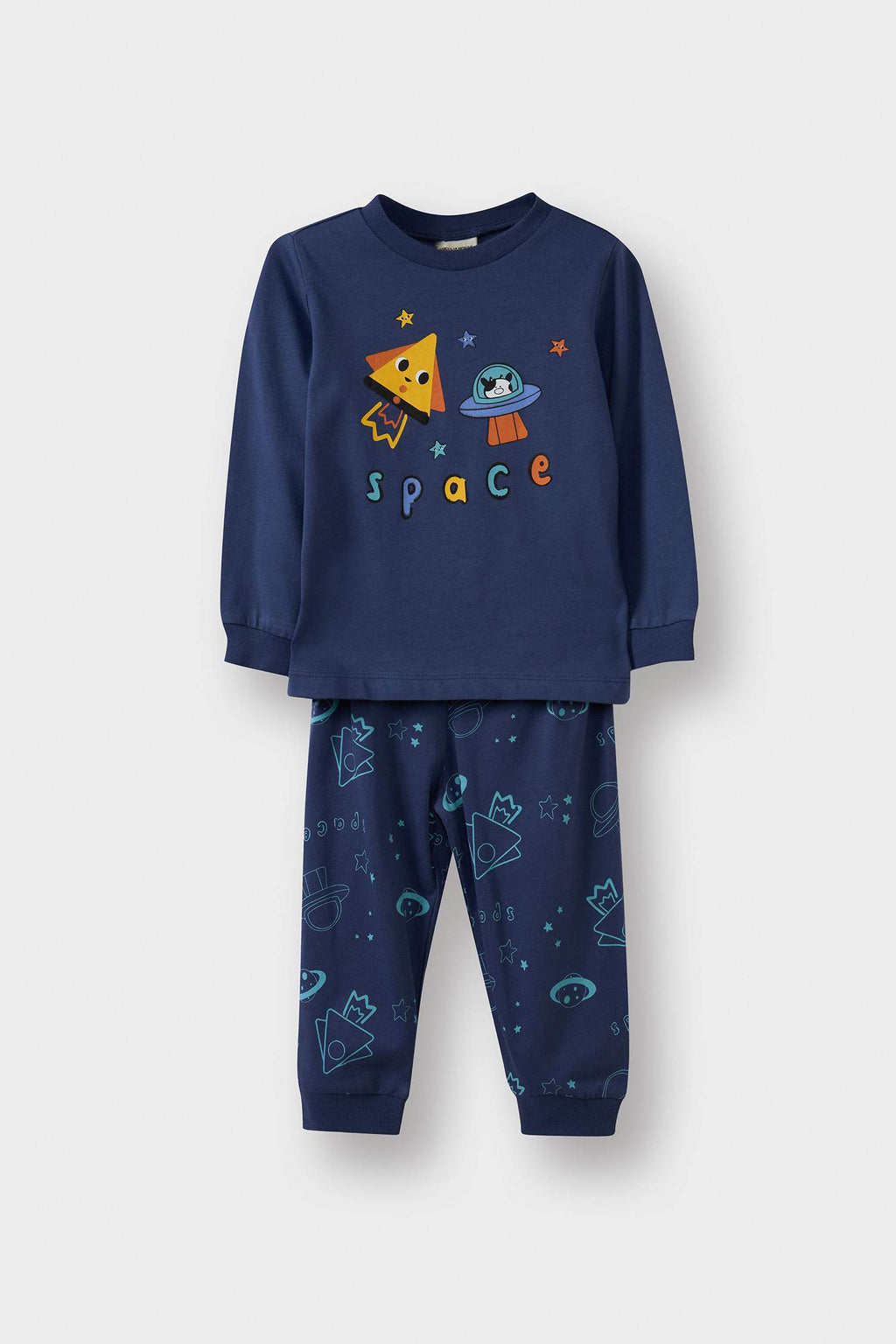 Baby Boy Pajama Set, Space Print, Long-Sleeved Cotton Top and Long Bottoms