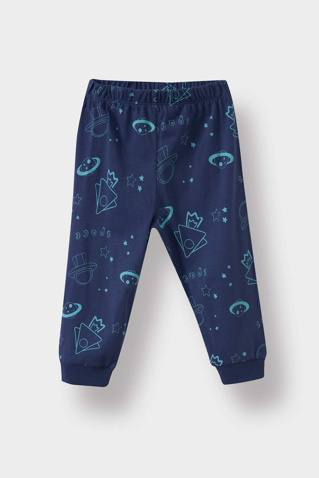 Baby Boy Pajama Set, Space Print, Long-Sleeved Cotton Top and Long Bottoms Main Image