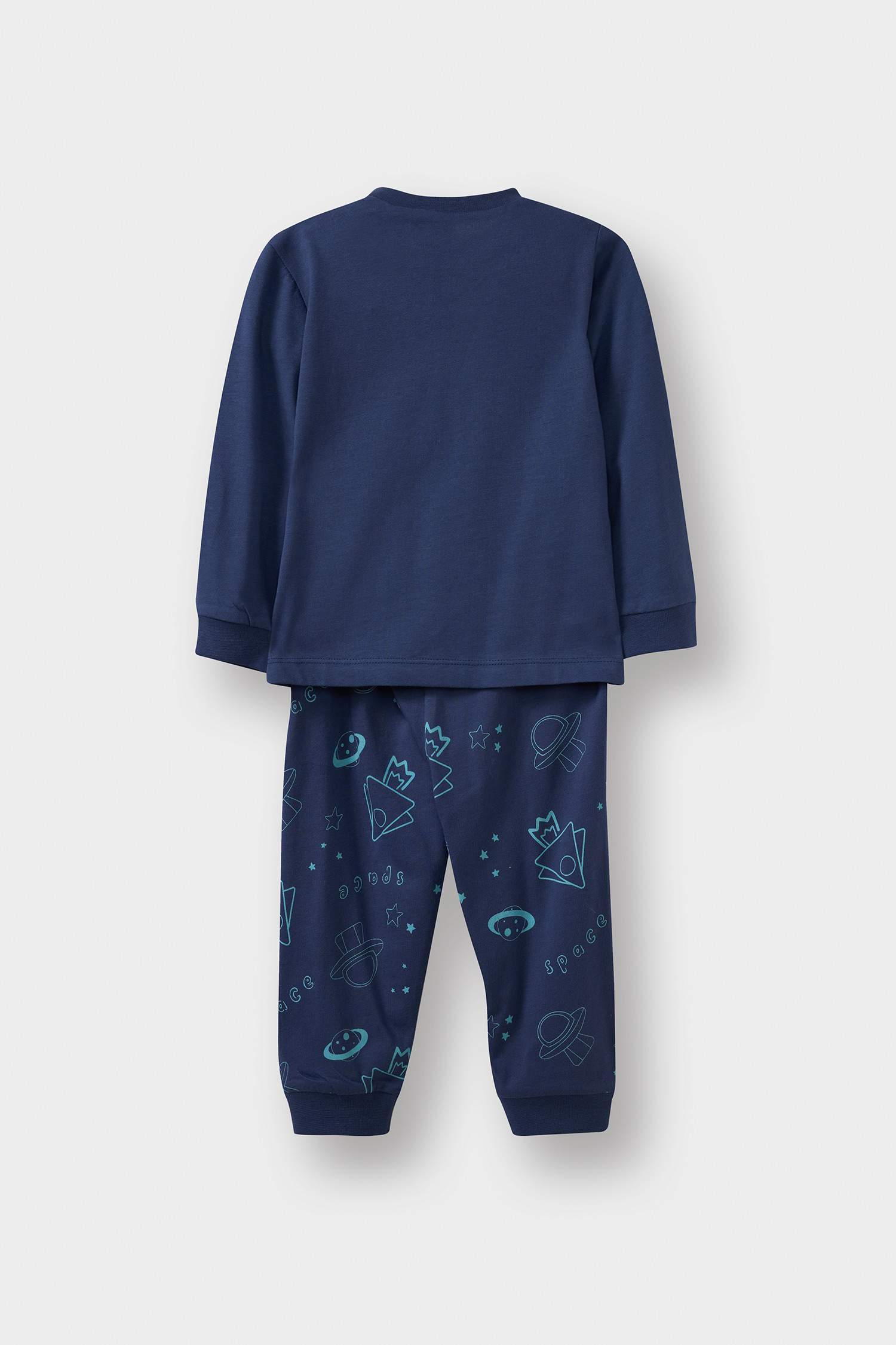 Baby Boy Pajama Set, Space Print, Long-Sleeved Cotton Top and Long Bottoms