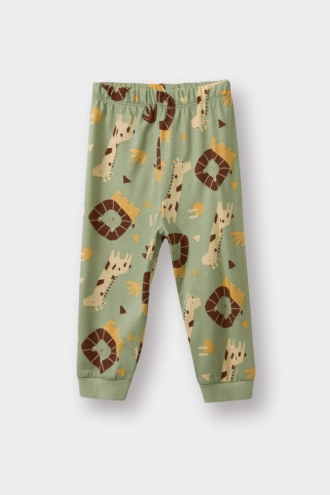 Baby Boy Pajama Set Safari Print Long-Sleeved Cotton Top and Long Bottoms Main Image