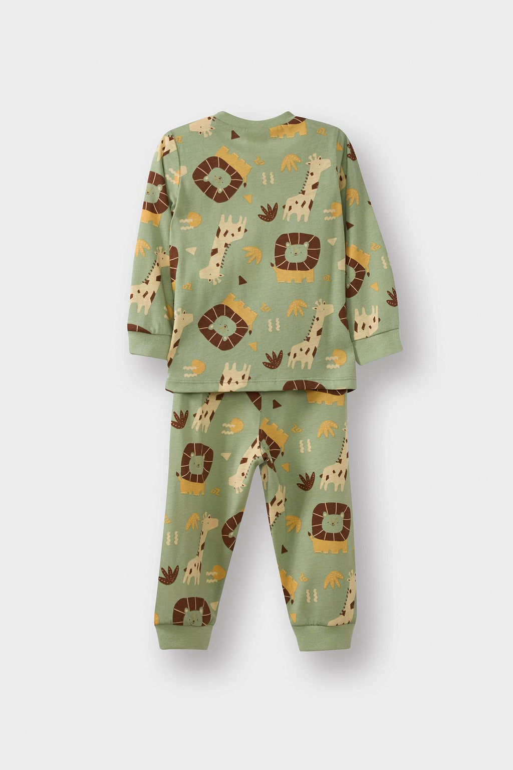 Baby Boy Pajama Set Safari Print Long-Sleeved Cotton Top and Long Bottoms