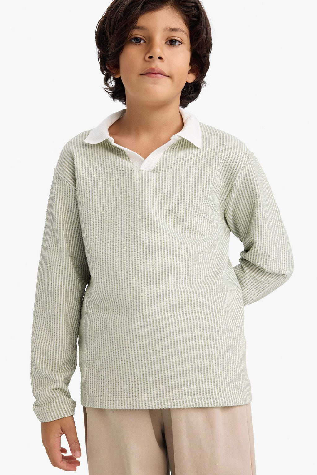 Boys Polo Collar Long-Sleeve T-Shirt
