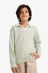 Boys Polo Collar Long-Sleeve T-Shirt