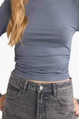 Fitted Half Turtleneck Long Sleeve Blouse