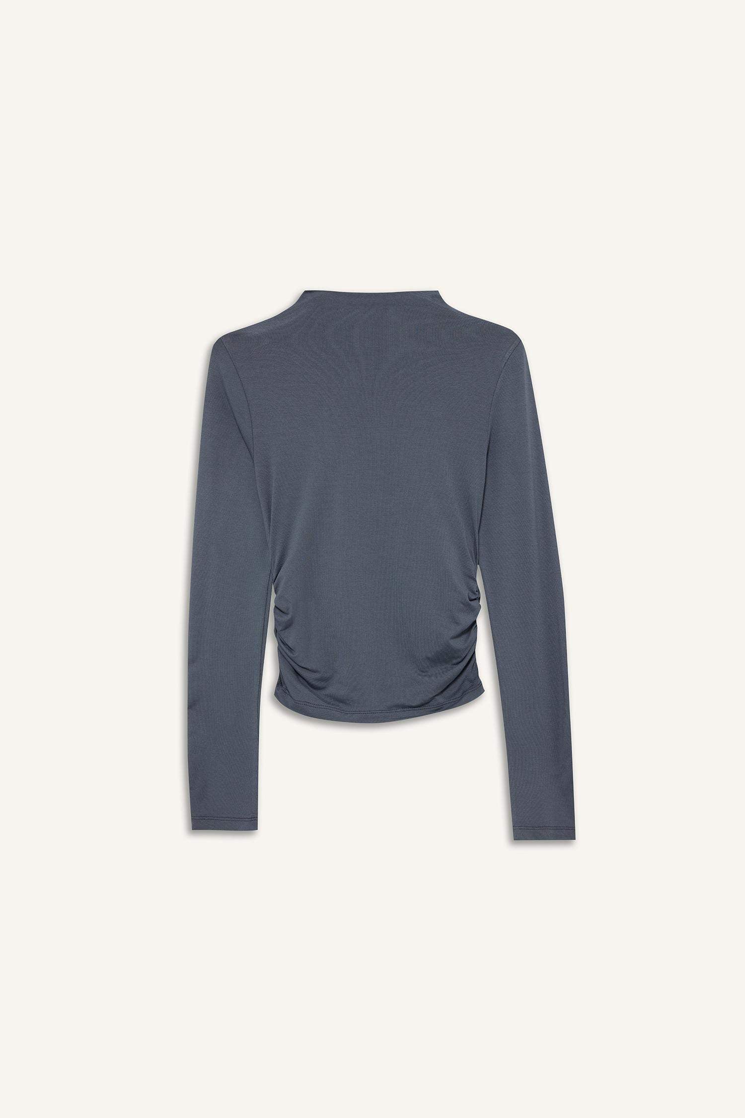 Fitted Half Turtleneck Long Sleeve Blouse