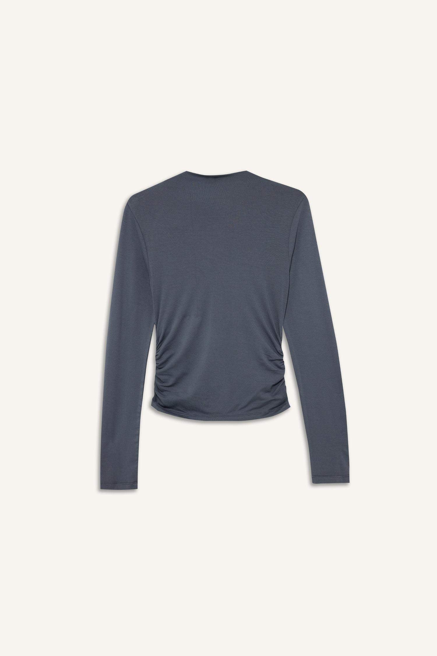 Fitted Half Turtleneck Long Sleeve Blouse