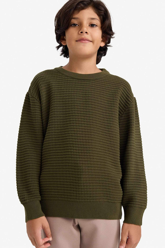 Boys Crew Neck Knitted Sweater Hover Image