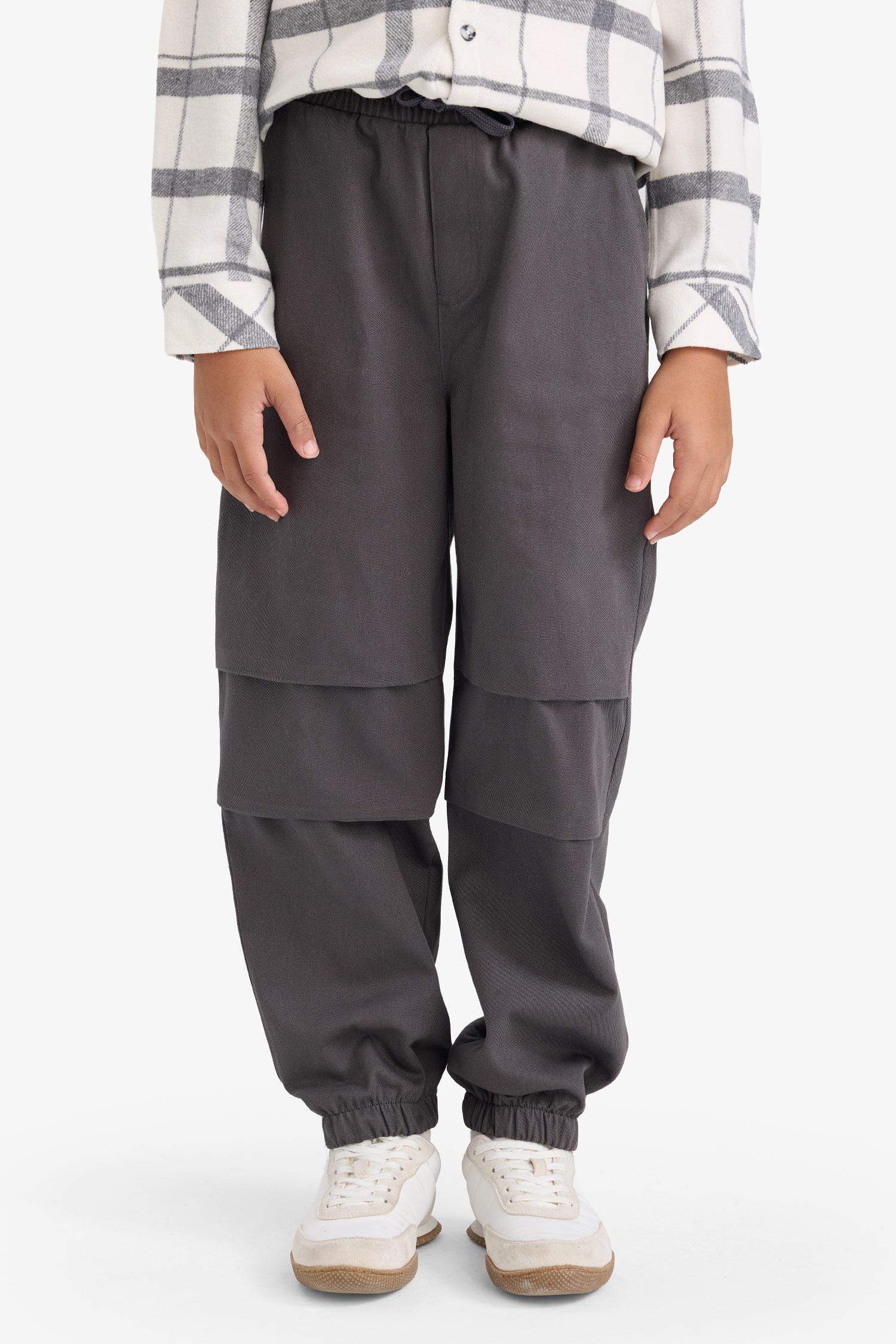 Boys Two-Piece Set: Hooded Plaid Shirt and Trousers